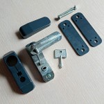 Защелка оконная поворотная с ключом (блокиратор окна), (темно-серая, RAL 7016)