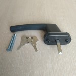 Ручка оконная с замком, ключ-кнопка, штифт 37 мм (темно-серая) RAL7016